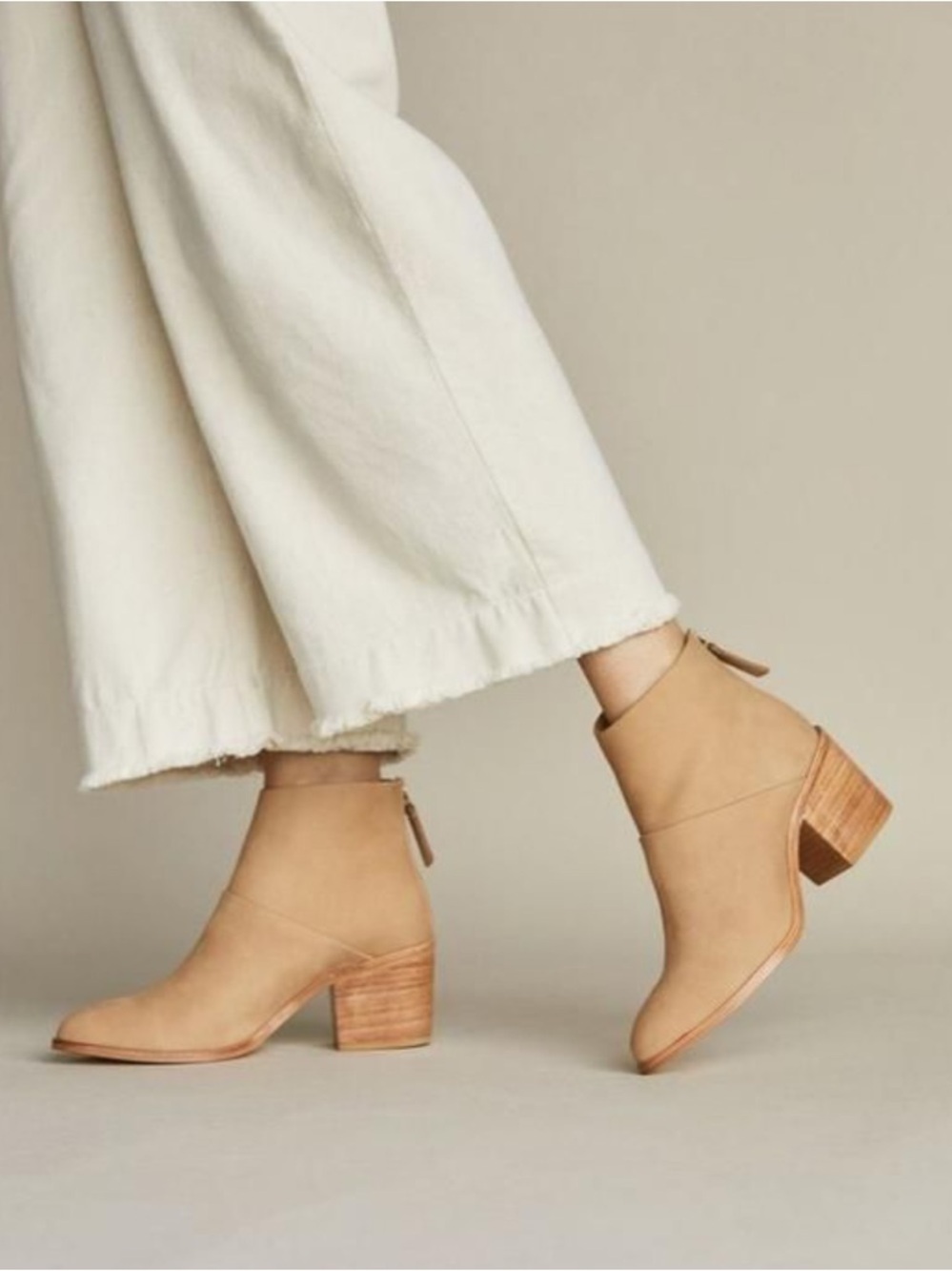 Nisolo Dari Ankle Boots Size 9 Wheat Leather Block Heel Minimalist